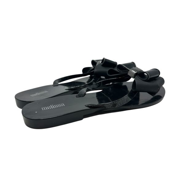 Melissa Harmonic Bow Flip Flop Thong Sandals Black Size US 9 - Picture 8 of 14